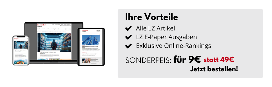 Smartphone, Bildchirm und ein Tablet, daneben eine Infobox: Alle LZ Artikel, LZ E-Paper Ausgaben, exklusive Online-Rankings SONDERPREIS: für 9€ statt 49€ bestellen.