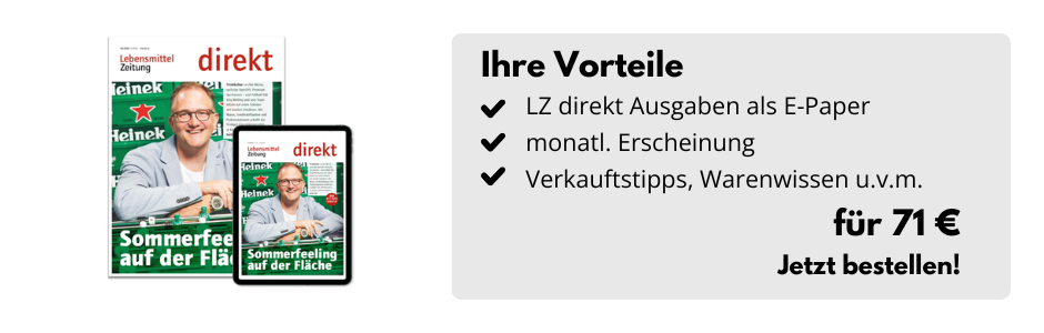 Infobox: LZ direkt E-Paper Ausgaben, monatliche Erscheinung, Verkaufstipps, Warenwissen u.v.m. für 71 €. Jetzt bestellen.