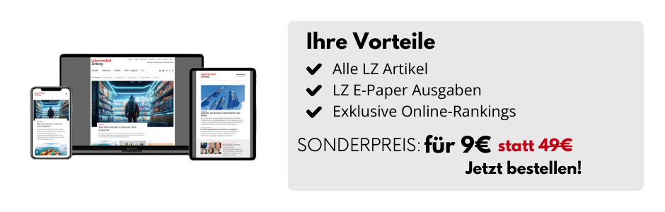 Smartphone, Bildchirm und ein Tablet, daneben eine Infobox: Alle LZ Artikel, LZ E-Paper Ausgaben, exklusive Online-Rankings SONDERPREIS: für 9€ statt 49€ bestellen.