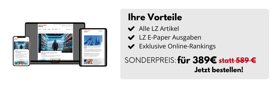 Bildschirm, Smartphone, Tablet und eine Zeitung und daneben eine Infobox: Alle LZ Artikel, LZ E-Paper Ausgaben, exklusive Online-Rankings SONDERPREIS: für 389€ statt 589€ bestellen.