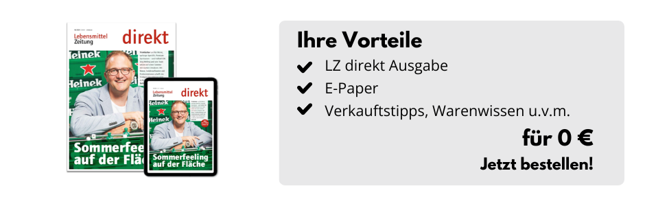 Tablet und eine Zeitung und daneben eine Infobox:LZ direkt Ausgabe, E-Paper, Verkaufstipps, Warenwissen u.v.m. für 0€. Jetzt testen.